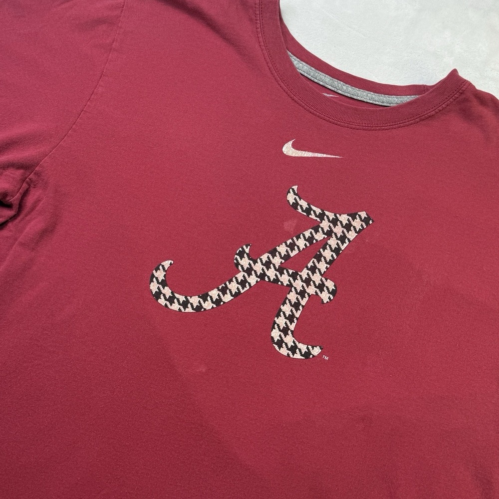 Nike Alabama Crimson Tide Houndstooth Script A T Shirt Mens L Roll Tide